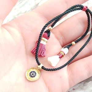 Evileye 925k  silver Bracelet with Tassel cord